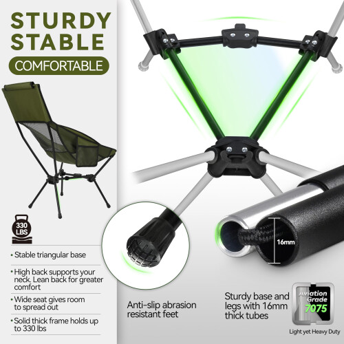 MARCHWAY Lightweight Folding High Back Camping Chair with Head 1