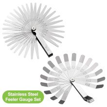 Feeler Gauges Set, 32 Blades Tapered and 16 Blades Offset Feeler Gauge Set, Dual Marked SAE and Metric Feeler Gauge