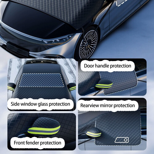 Full Coverage Snow Protector Guard For Vehicle Windshield Includes Rain Wiper Protection