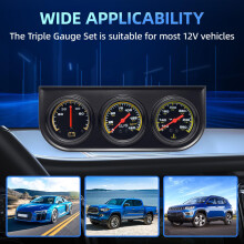 52mm Three Screen Monitor For Vehicles Oil Pressure Water Temp And Current