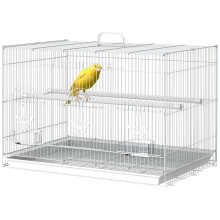 Vogelkäfig aus Metall mit Sitzstangen, Futternäpfen und Griff, 60 x 41 x 41 cm