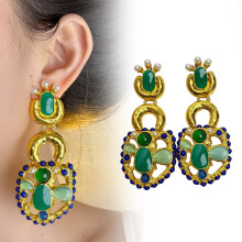 Fashionable Drop Earrings With Intricate Metalwork And Cubic Zirconia