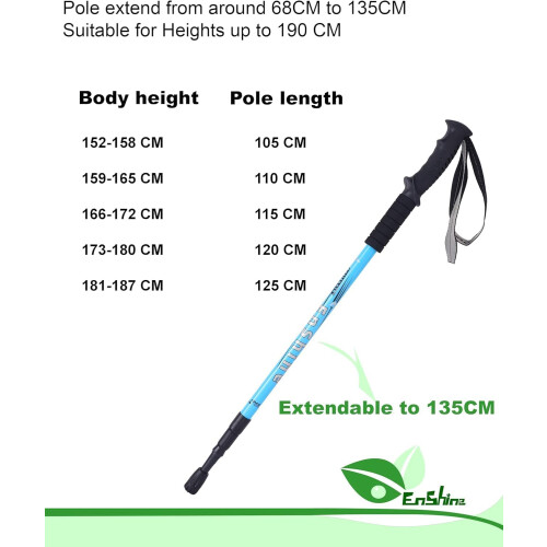 2 X Hikehobby Antishock With Handle Trekking Walking Hiking Stick 2