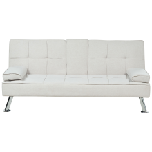 Sofa Bed 3 Seater ROXEN Fabric Light Beige