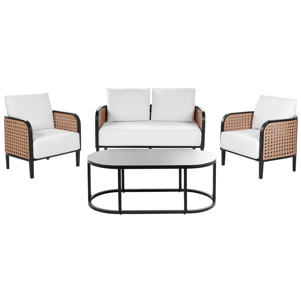 Beliani Garden Lounge Set With Table 4 Seater Montefalco White Metal