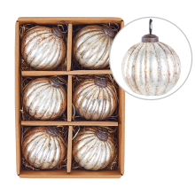 Set of 6 Baubles IVOIRE Glass Silver