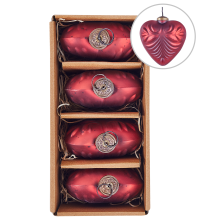 Set of 4 Baubles FERIABLE Glass Red