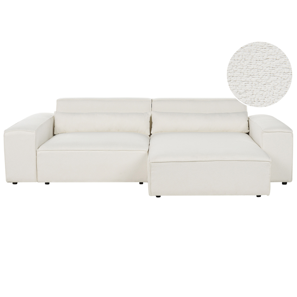 Beliani Modular Corner Sofa 3 Seater Hellnar Left Hand Off-White Boucle