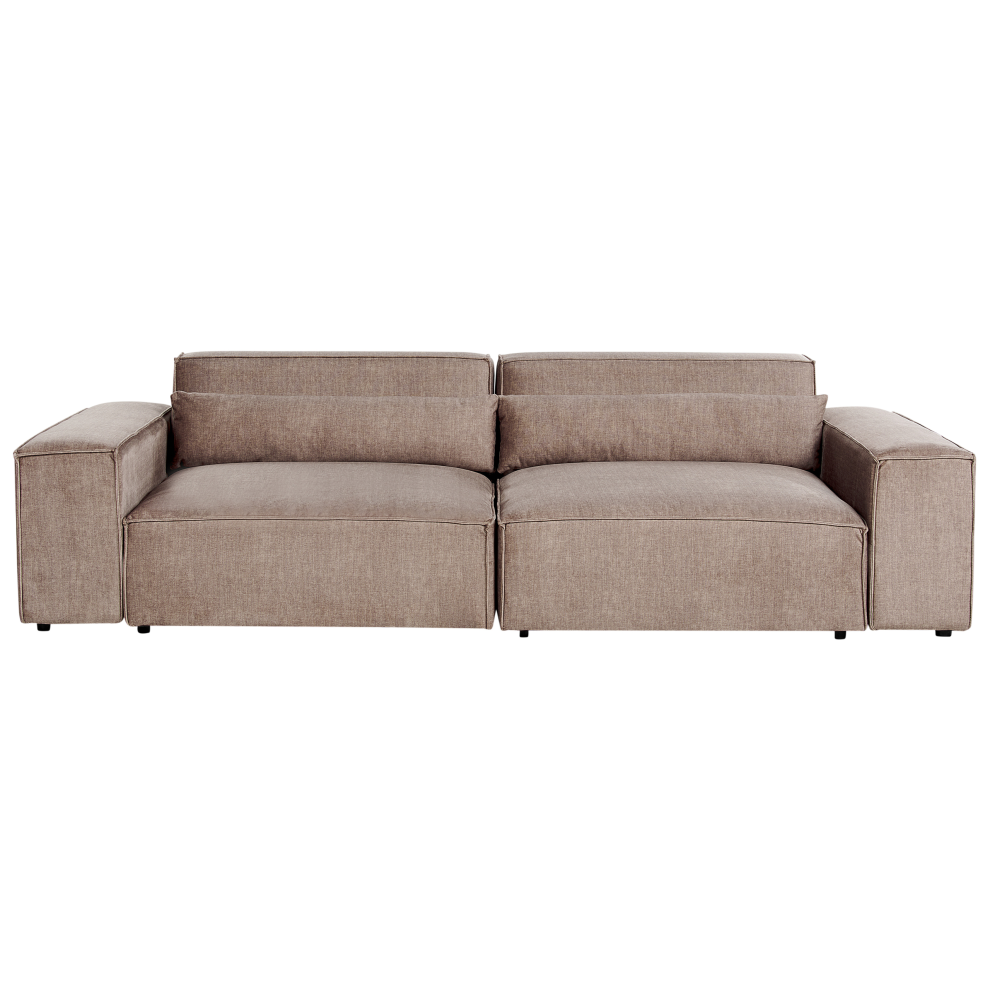 Beliani Modular Sofa 2 Seater Hellnar Light Brown Fabric