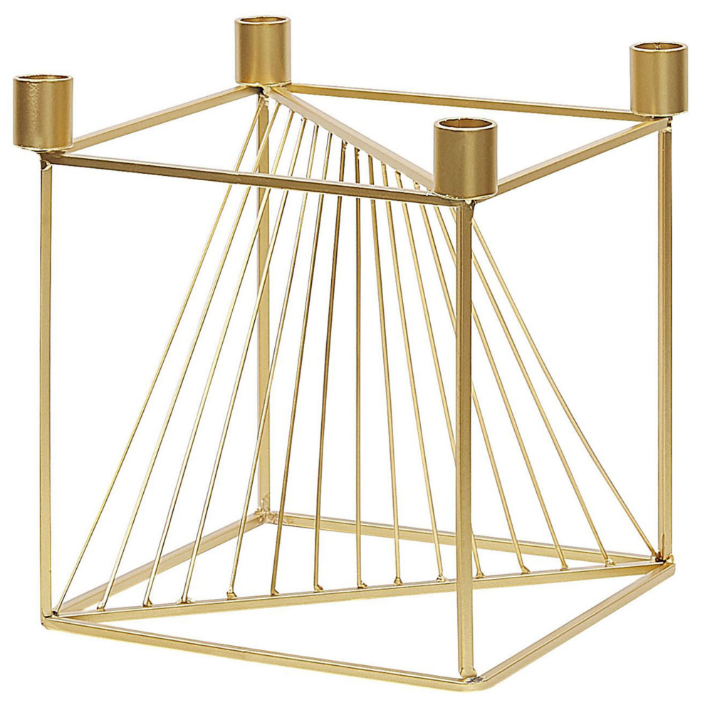 Beliani Candle Holder Mindoro Metal 23 Cm Gold