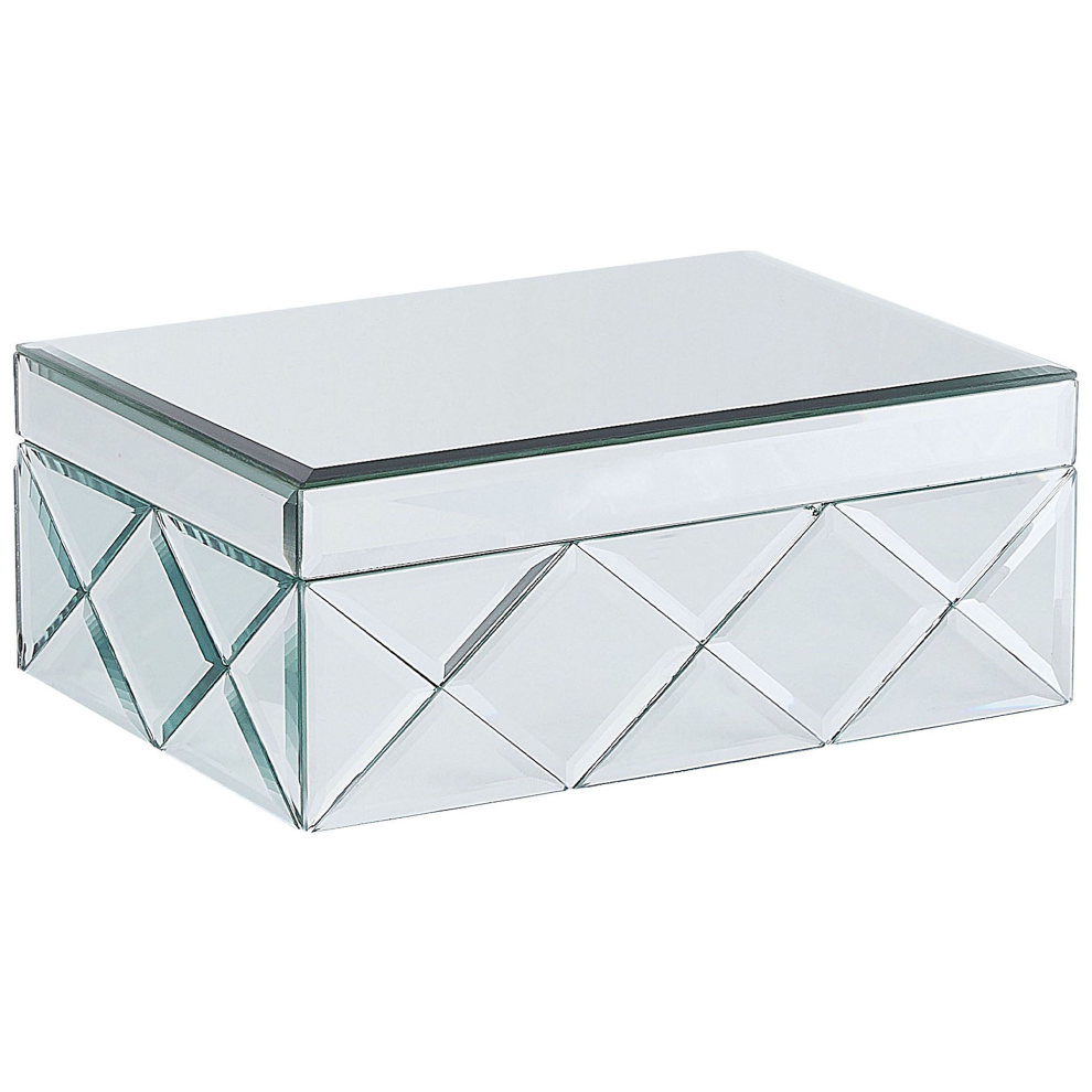 Beliani Trinket Box Gorron Glass Mirrored Silver