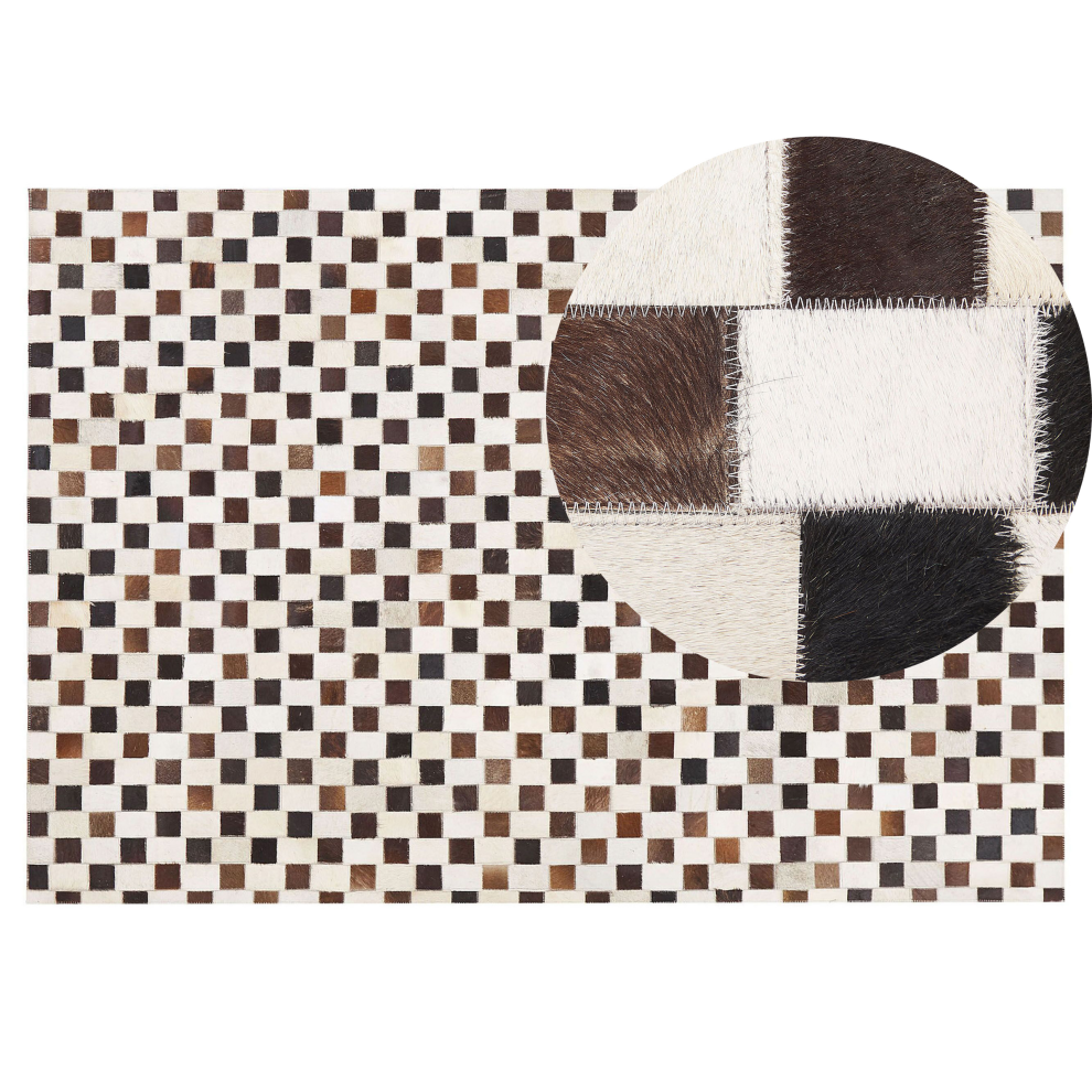 Beliani Rug Kayabey Beige 140 X 200 Cm Leather