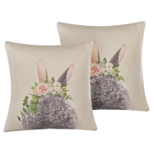 Set of 2 Decorative Cushions FATSIA Cotton 45 x 45 cm Taupe