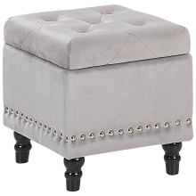 Storage Pouffe LORETTO Velvet Light Grey