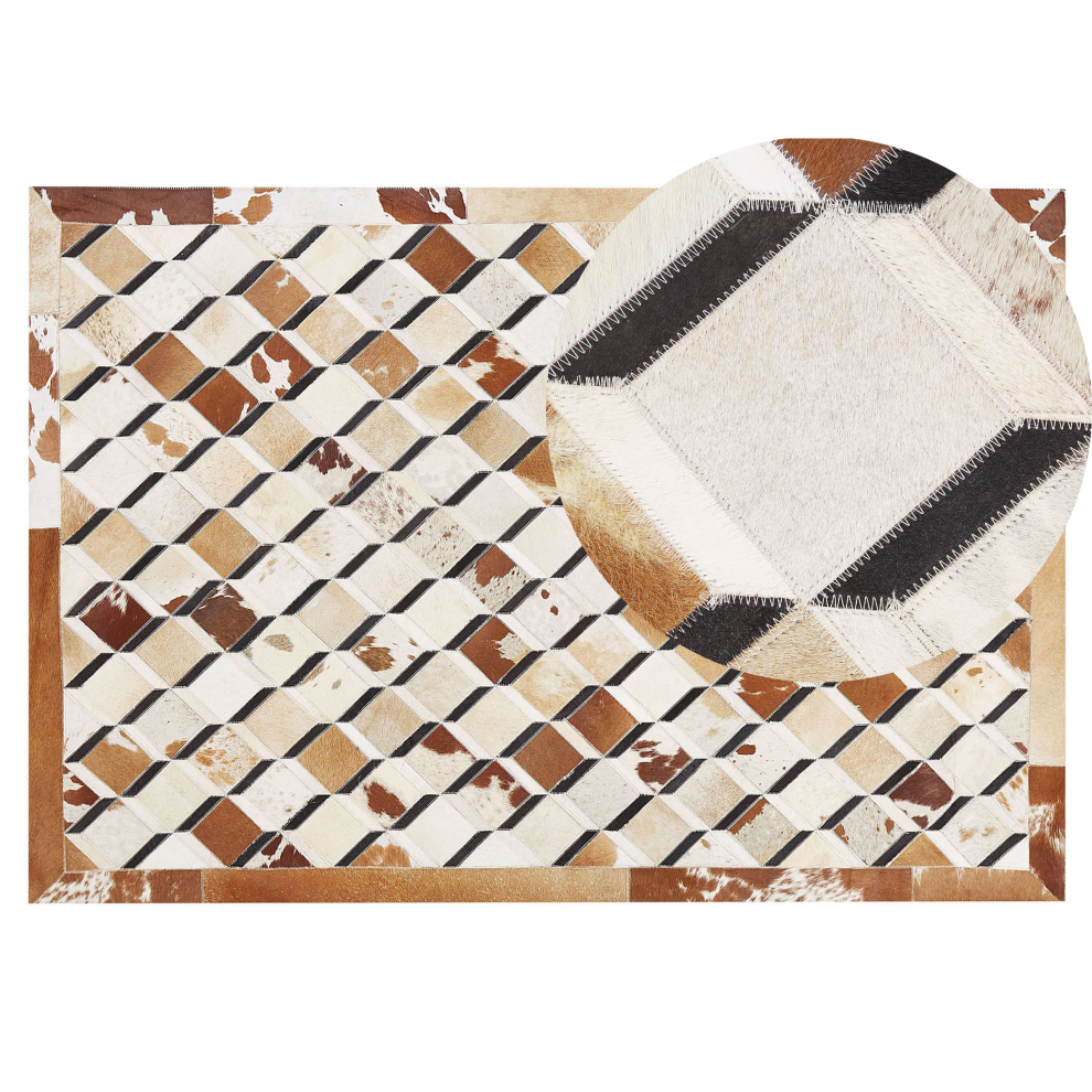 Beliani Rug Serinova Brown 140 X 200 Cm Leather
