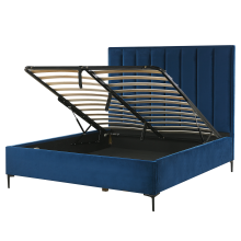 Ottoman Bed SEZANNE Velvet Navy Blue 140 x 200 cm (EU Double)