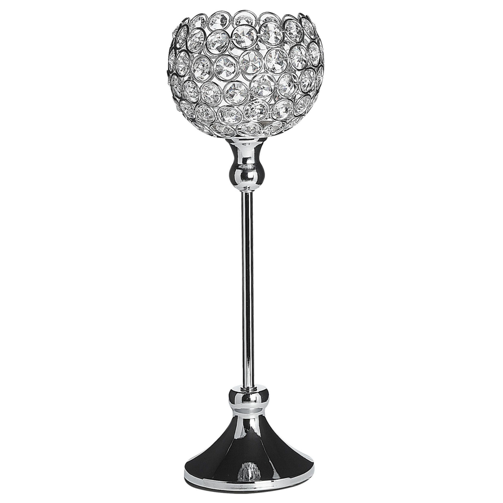 Beliani Candle Holder Esternay Metal 27 Cm Silver