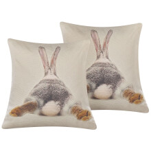 Set of 2 Decorative Cushions BUXUS 45 x 45 cm Taupe