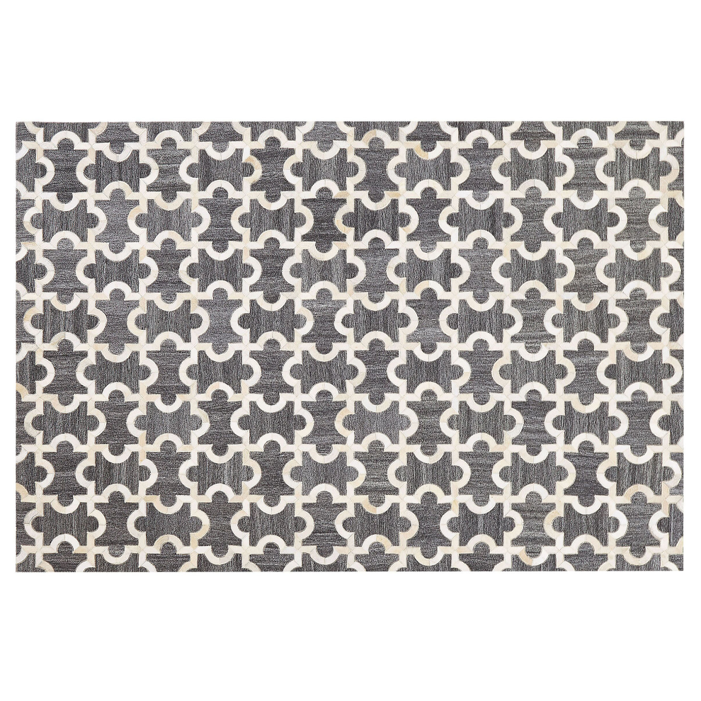 Beliani Rug Yedisu Dark Grey 160 X 230 Cm Leather