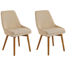 Set of 2 Dining Chairs MELFORT Fabric Sand Beige