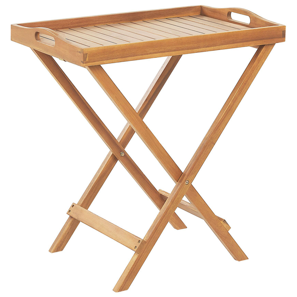 Beliani Garden Side Table Java Acacia Wood Light Brown Folding