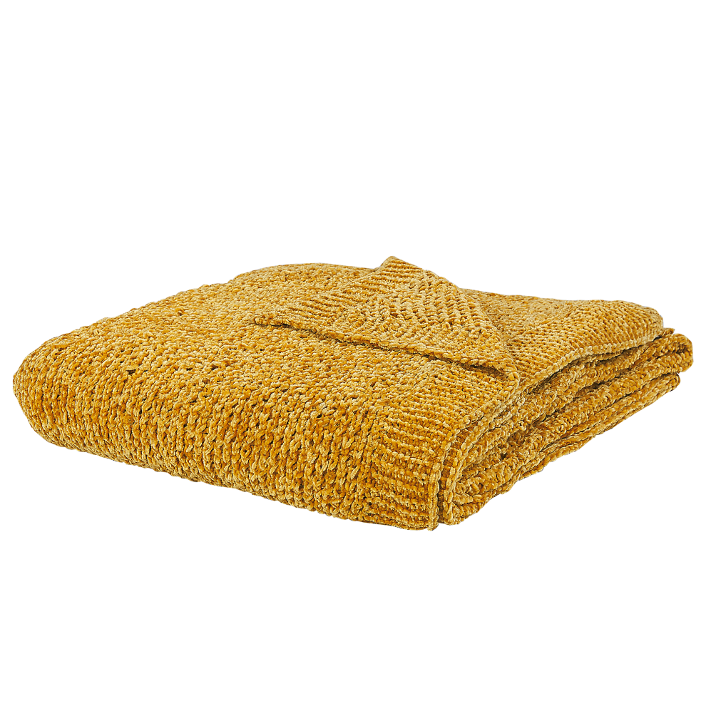 Beliani Blanket Elova 150 X 200 Cm Mustard
