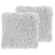 Set of 2 Decorative Cushions CIDE 45 x 45 cm Light Grey Solid