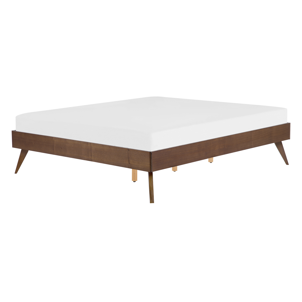 Beliani Bed Without Headboard Berric 140 X 200 Cm (Eu Double) Dark Ash Wood