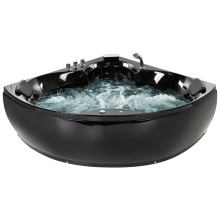 Corner Hot Tub with LED SENADO 2050 x 1500 mm Black