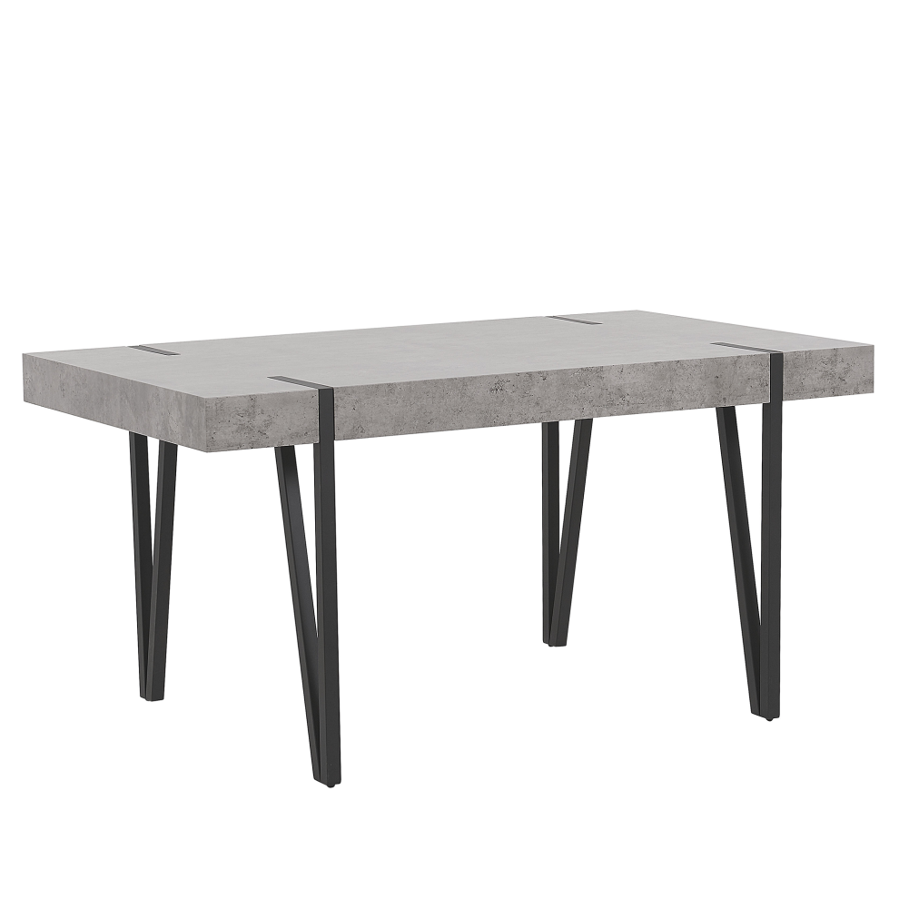 Beliani Dining Table Adena Grey Concrete Effect 150 Cm 90 Cm Black,Grey