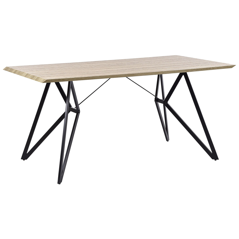 Beliani Dining Table Buscot Light 160 Cm 90 Cm Brown