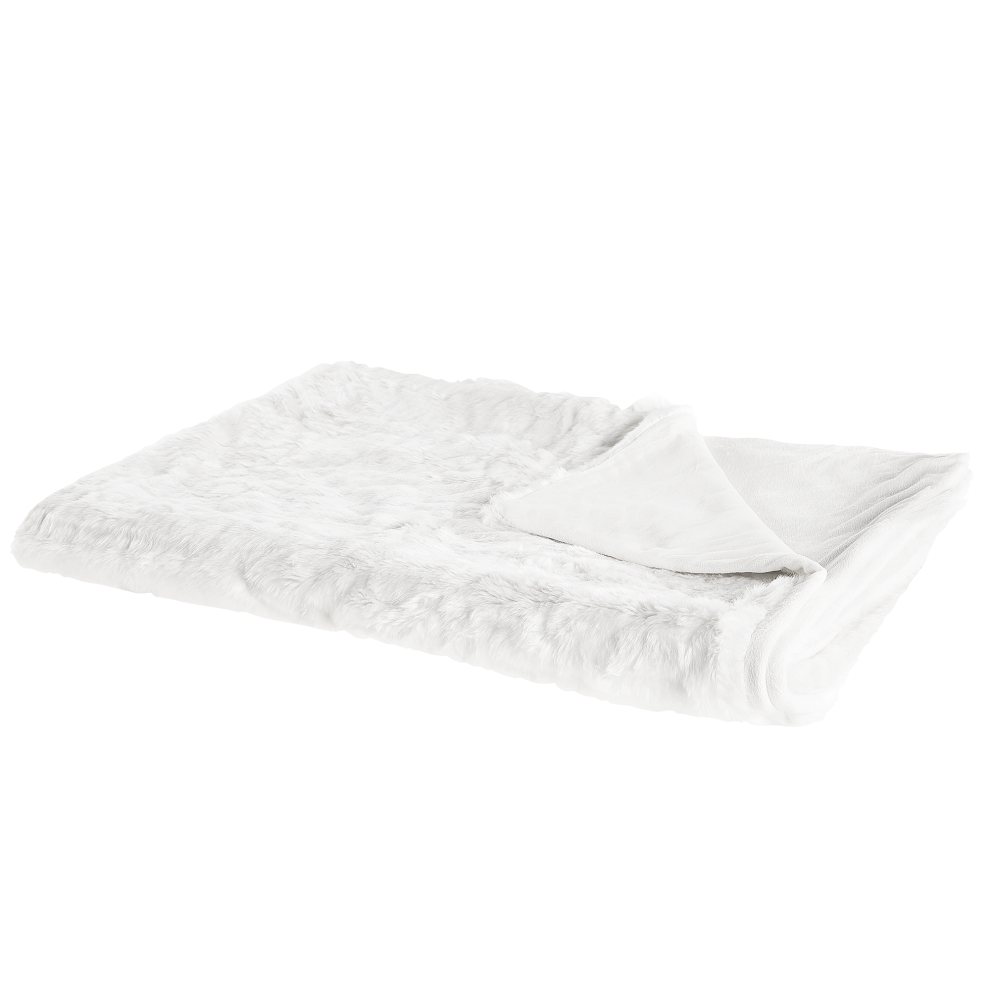 Beliani Blanket Tourza Fabric 150 X 200 Cm White