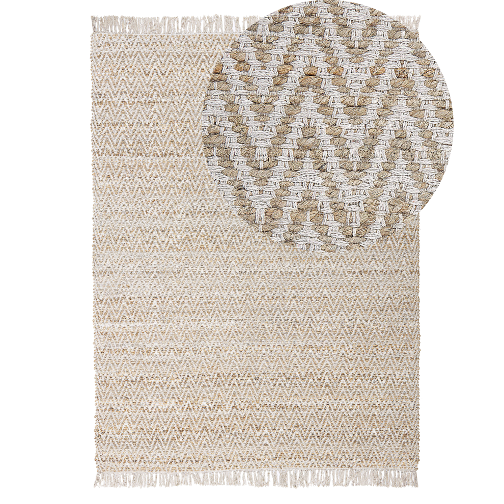 Beliani Rug Afrin Beige 140 X 200 Cm Jute