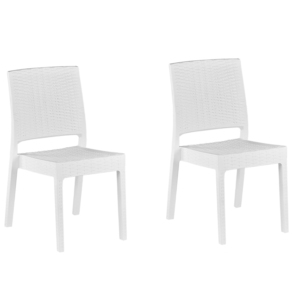 Beliani Set Of 2 Garden Chairs Fossano Synthetic Material White