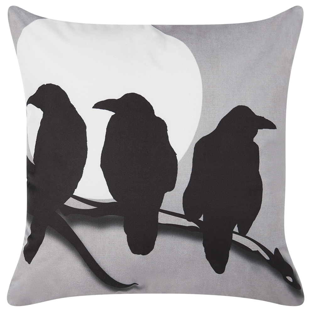 Beliani Throw Cushion Oradea Velvet 45 X 45 Cm Grey Animal Pattern