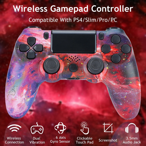 (Crackle Pattern - White) Wireless Controller for PlayStation 4 PS4 Slim Pro PS3 Windows PC DualShock Gamepad 1