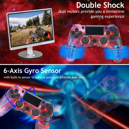 (Crackle Pattern - White) Wireless Controller for PlayStation 4 PS4 Slim Pro PS3 Windows PC DualShock Gamepad 2