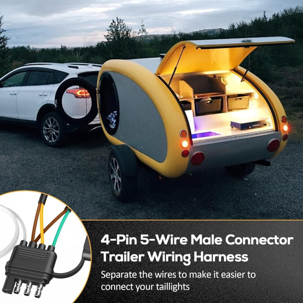 4Way Y Splitter Trailer Wiring Harness 26Ft Reinforced Copper Cable For Boat Yellow/Light 7754004769311