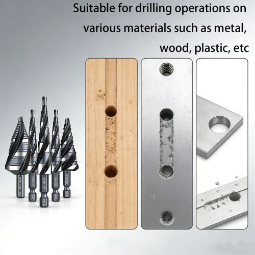 5Pcs Royal Step Drill 4 Pipe Rapid Steel with Polystyrene Storage Case for Portability