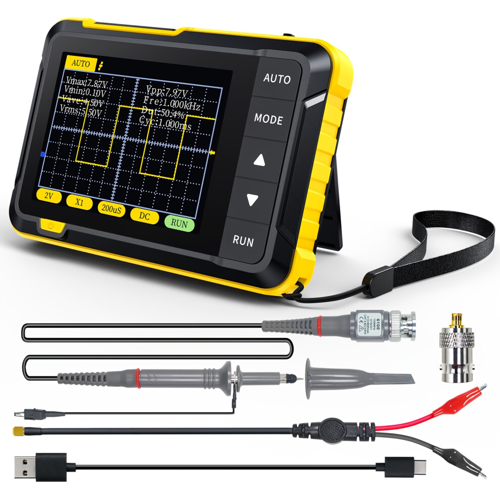 (10X Probe) Handheld Mini Oscilloscope, Current Measuring Instrument, 2 And 1 Portable Digital Oscilloscopes, 200Khz Bandwidth, 5062264051995