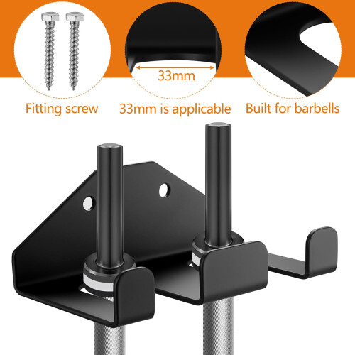 For Olympic Barbell Holder, Vertical Wall Mounted Barbell Storage 2