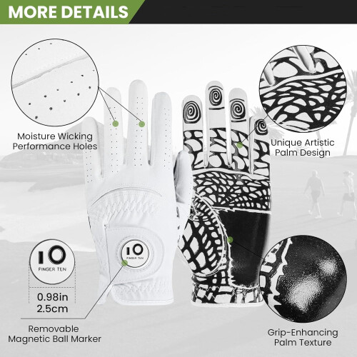 FINGER TEN Golf Gloves Men Left or Right Hand Extra Grip (L, Left) 1
