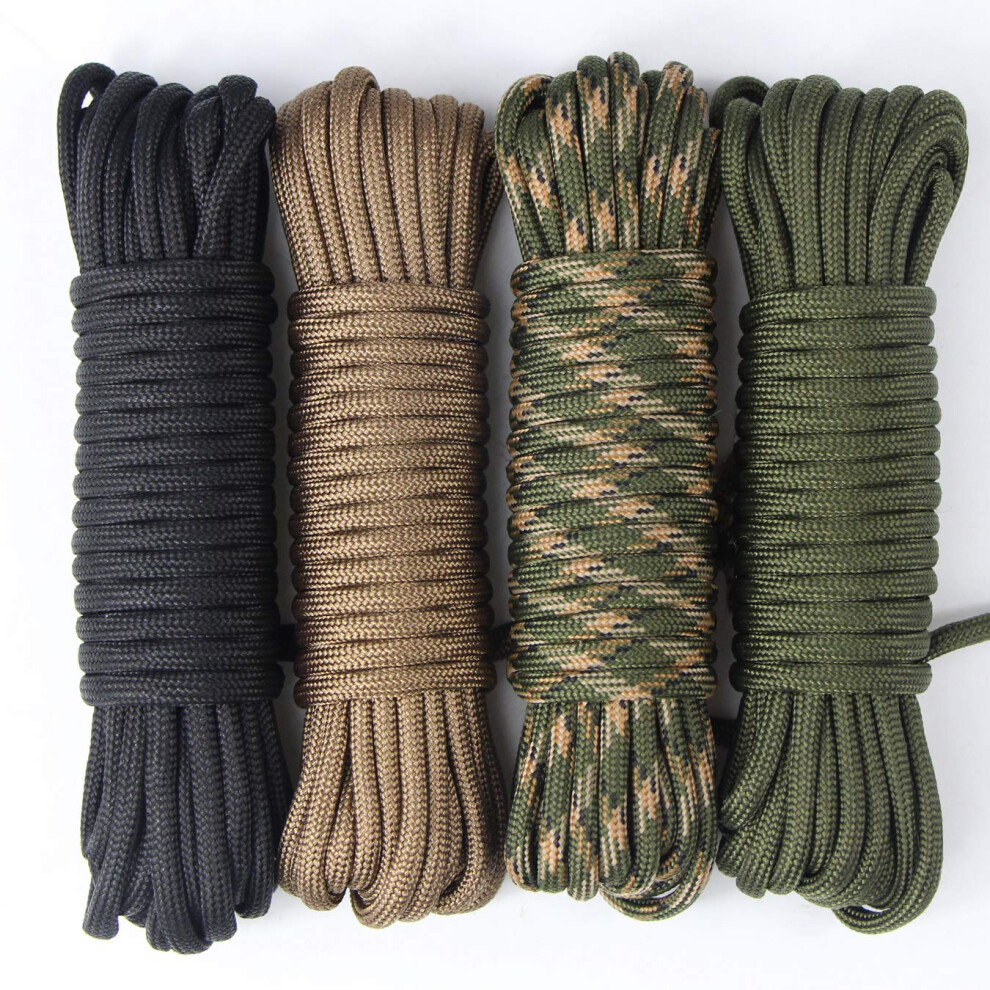 Aufodara 4Pcs 19Ft/6 Meters Paracord Rope 7 Inner Strands Nylon Rope 5005228701826