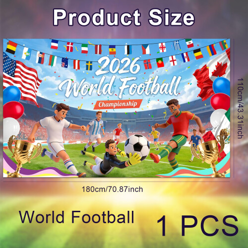 World Football Cup Backdrop Banner, 5.9 x 3.6FT Large Double Side 1