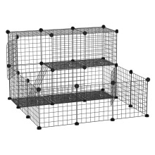 Modulaire konijnenkooi met bevestigingsaccessoires, staal, 105x105x70cm - zwart