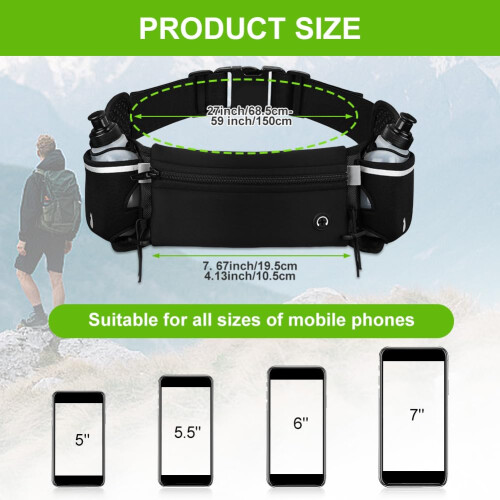 flintronic Hydrabelt Running Belt, Running Belt with Water Bottles (2 1