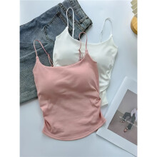 (Style B Mixed Set, 2 Pieces, Asian One-size) Women'S Camisole Tops,Solid Color,Ruched Design with Built-in Bra, Stretch Nylon Blend