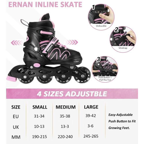 ERNAN Inline Skates,Adjustable Light up Kids Inline Skates, for Boys 1
