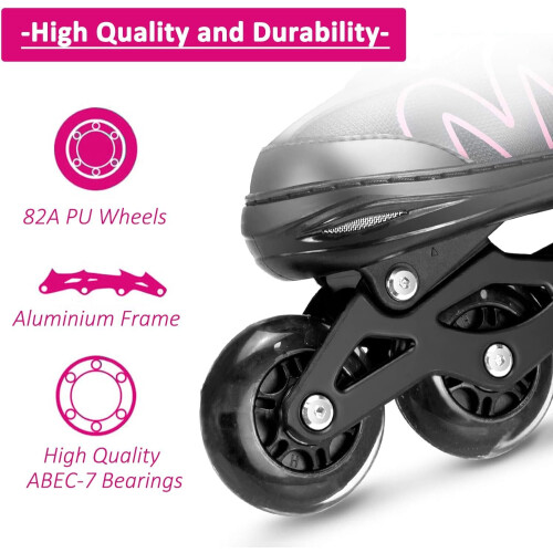 ERNAN Inline Skates,Adjustable Light up Kids Inline Skates, for Boys 2