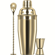 (Golden color) 24oz professionele 18/8 roestvrijstalen cocktailshakerset met Margarita-mixer, maatbeker en menglepel -